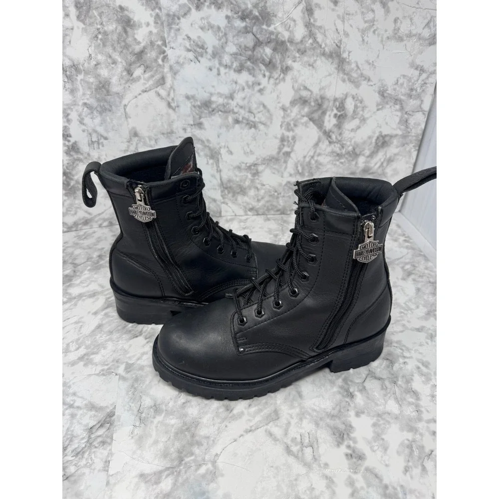 Harley Davidson Y2K ☠️Leather‎ Boots Mens 8.5 Womens 10 Biker Grunge Punk Moto
